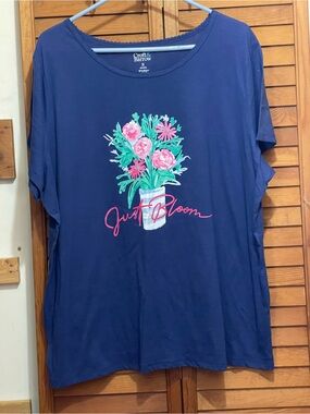 croft & barrow Navy Floral 'Just Bloom' Short Sleeve Tee